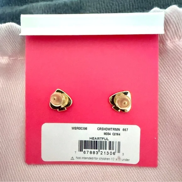 Kate Spade Pink Heart Stud ‘Heartful’ Earrings NWT - Picture 3 of 5